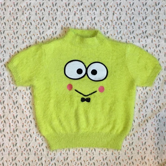 sold! 🪷 hello kitty keroppi lily pad loner sweater in S/M - Picture 1 of 4